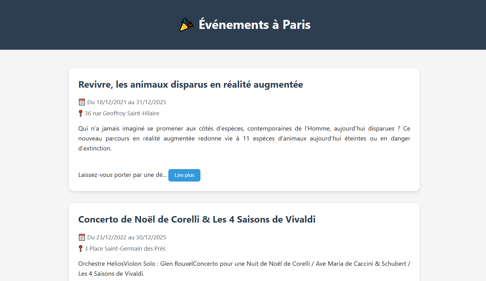 Site Paris - Événements